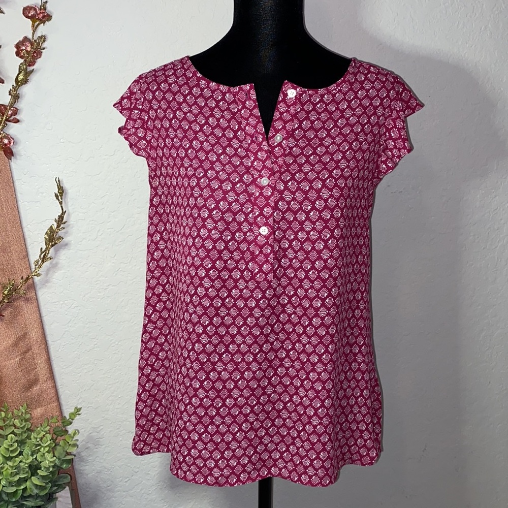 Loft Purple and White Blouse